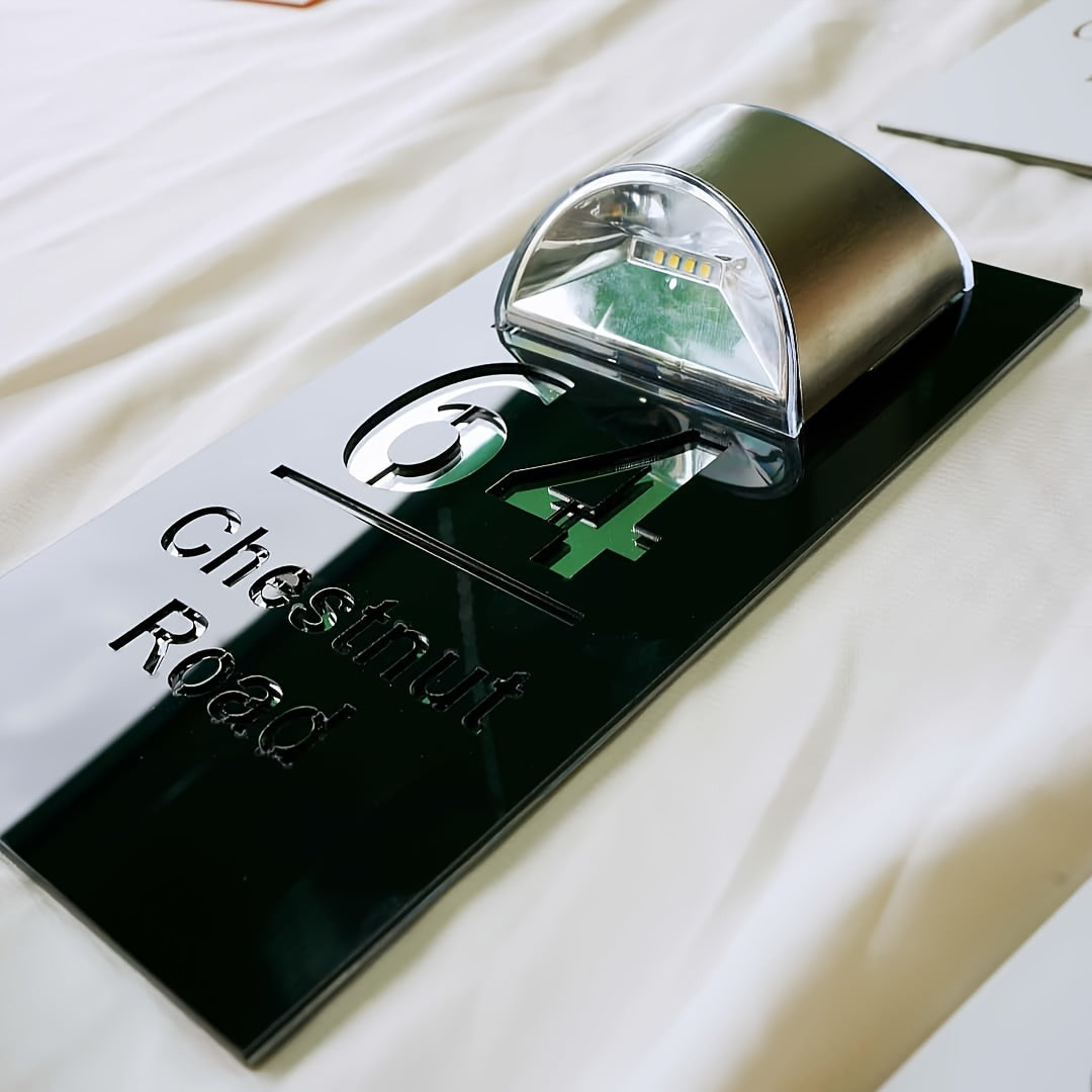 Revora™ Solar LED Custom House Number Sign – Modern Waterproof Illuminated Address Plaque