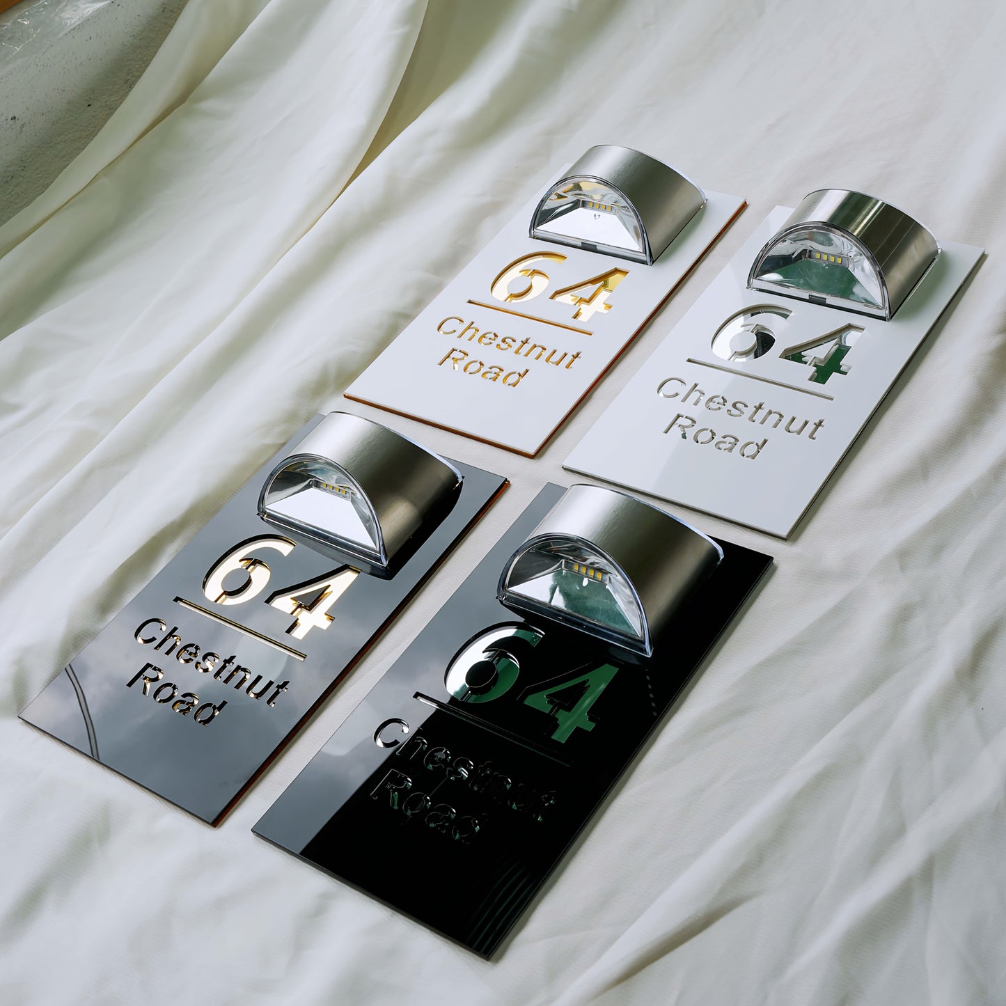 Revora™ Solar LED Custom House Number Sign – Modern Waterproof Illuminated Address Plaque