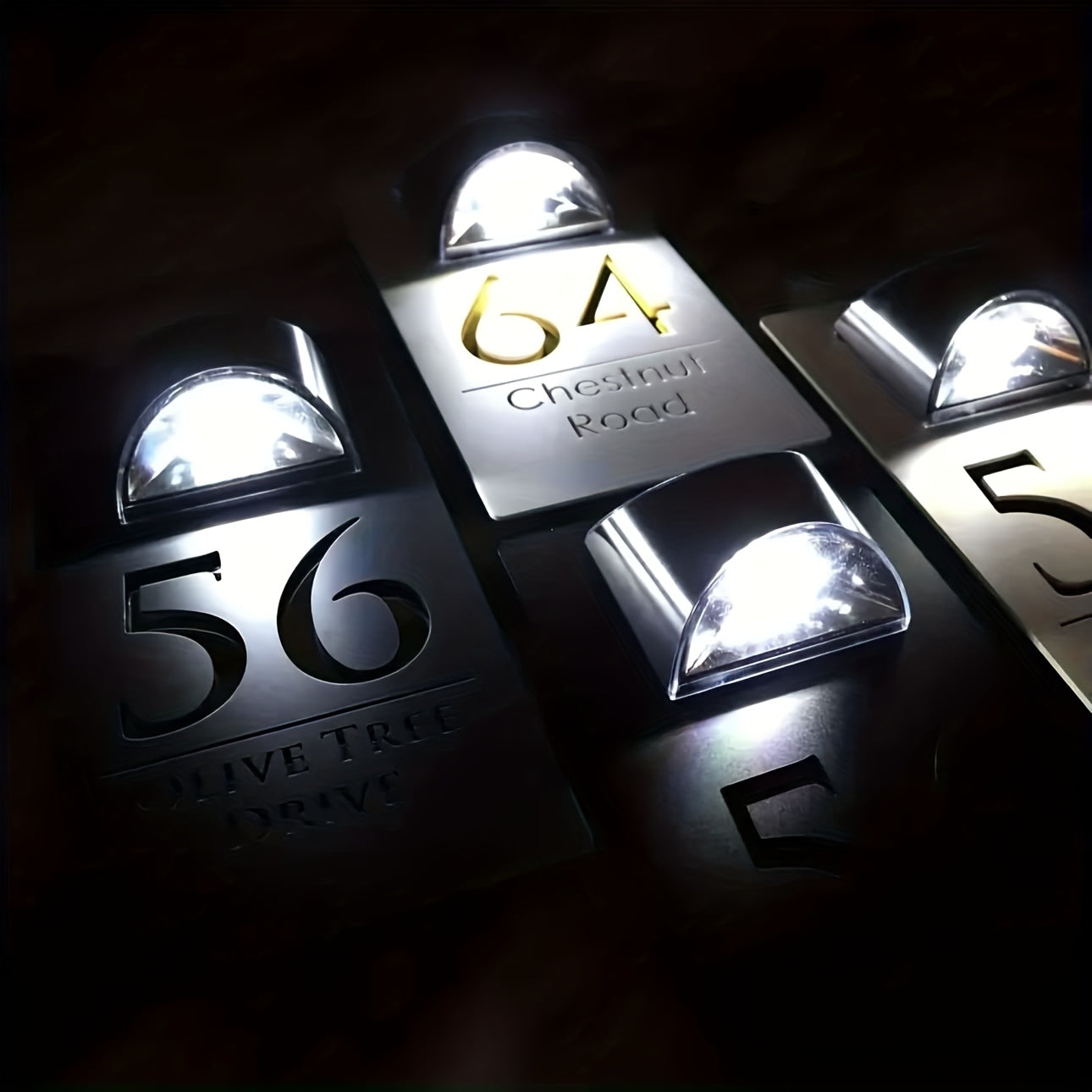 Revora™ Solar LED Custom House Number Sign – Modern Waterproof Illuminated Address Plaque