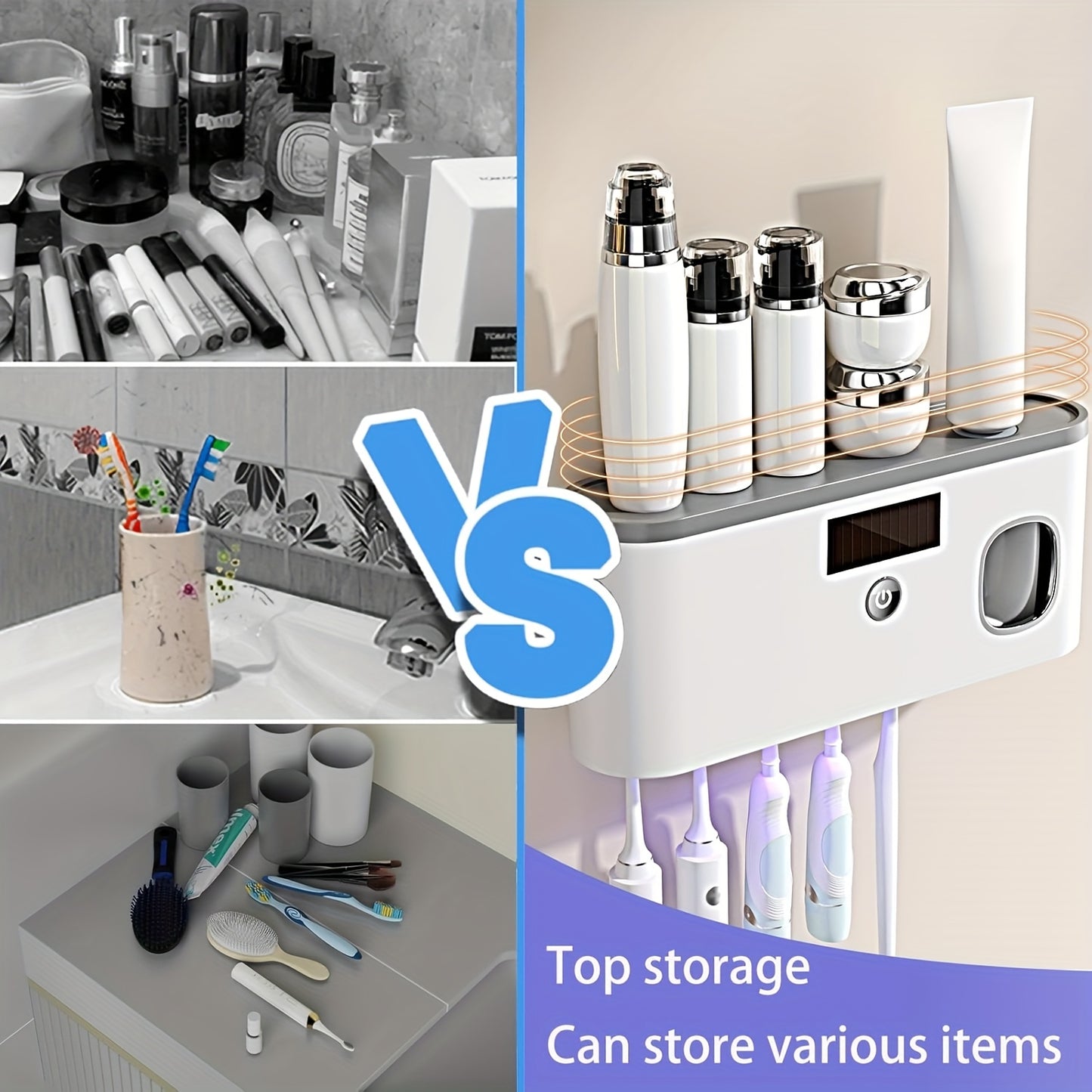 Revora GlowMount™ – Smart UV Toothbrush Dispenser & Sanitizer