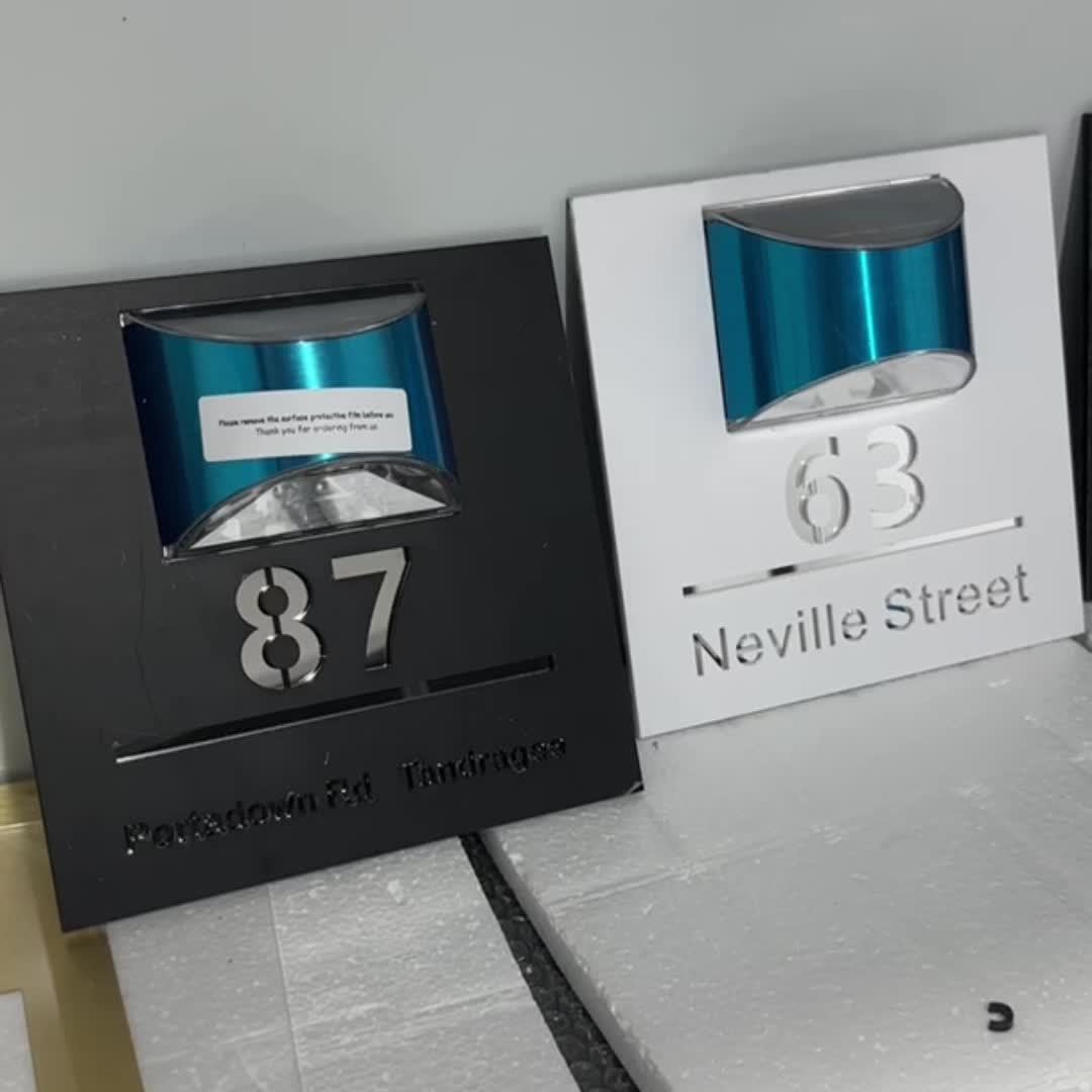 Revora™ Solar LED Custom House Number Sign – Modern Waterproof Illuminated Address Plaque