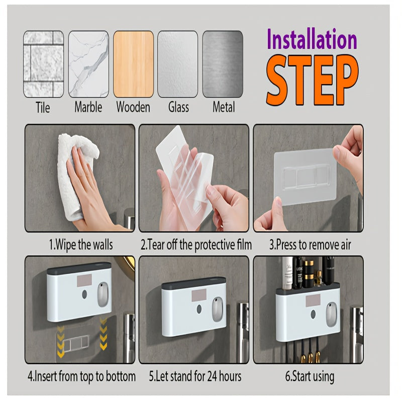 Revora GlowMount™ – Smart UV Toothbrush Dispenser & Sanitizer